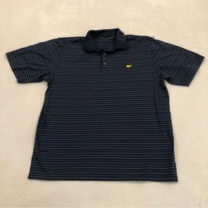 The Masters Clubhouse Casual Golf Navy Blue & White Striped Polo Shirt Men’s L